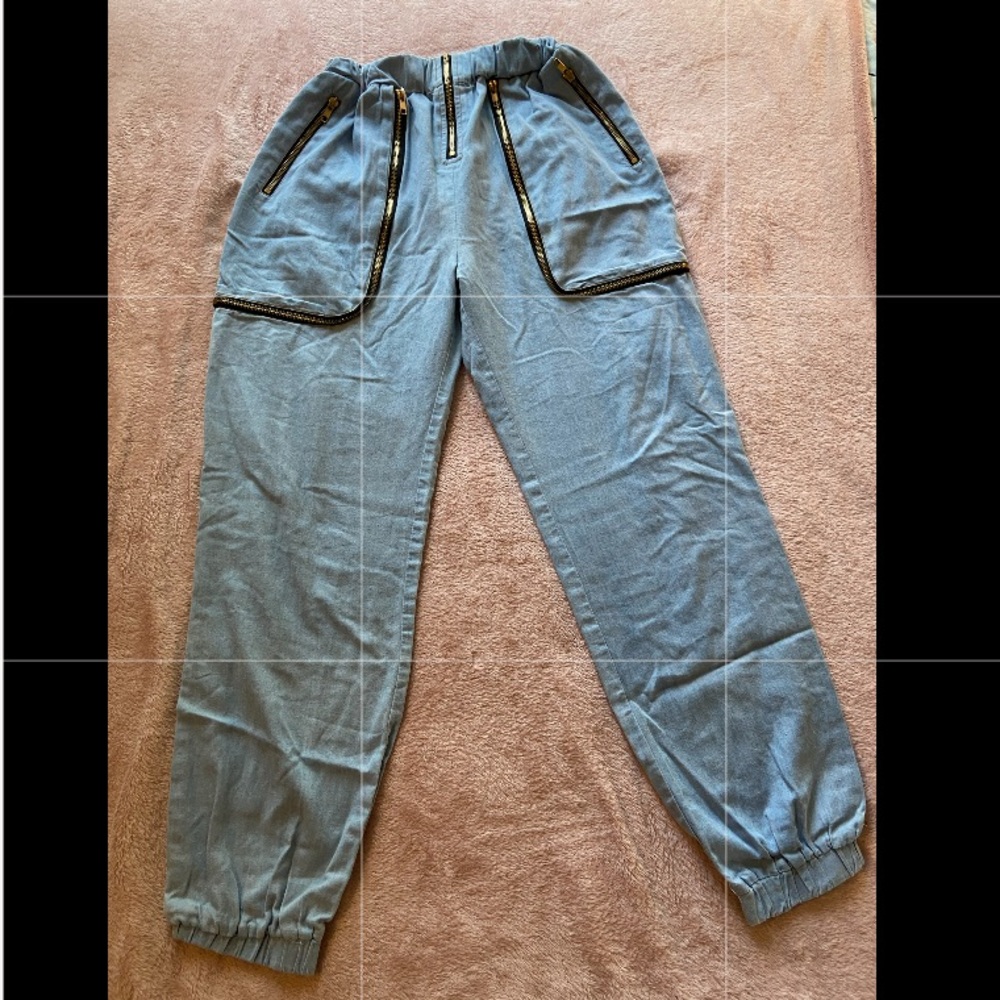 Denim Zippered Joggers